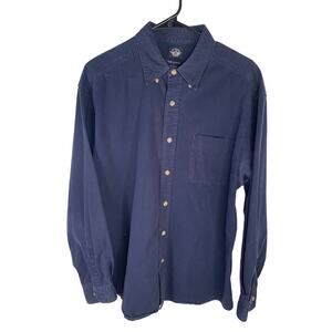 Dockers Mens Navy Blue Button-Down Long Sleeve Shirt Size L 100% Cotton